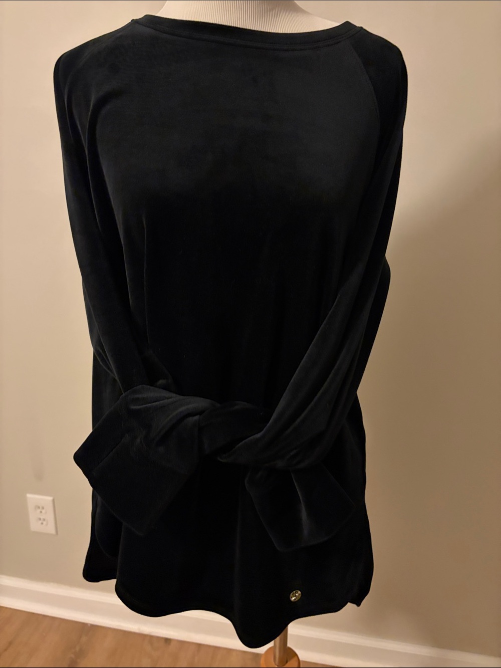 Lilly Pulitzer Black Velour Long-Sleeve Top
